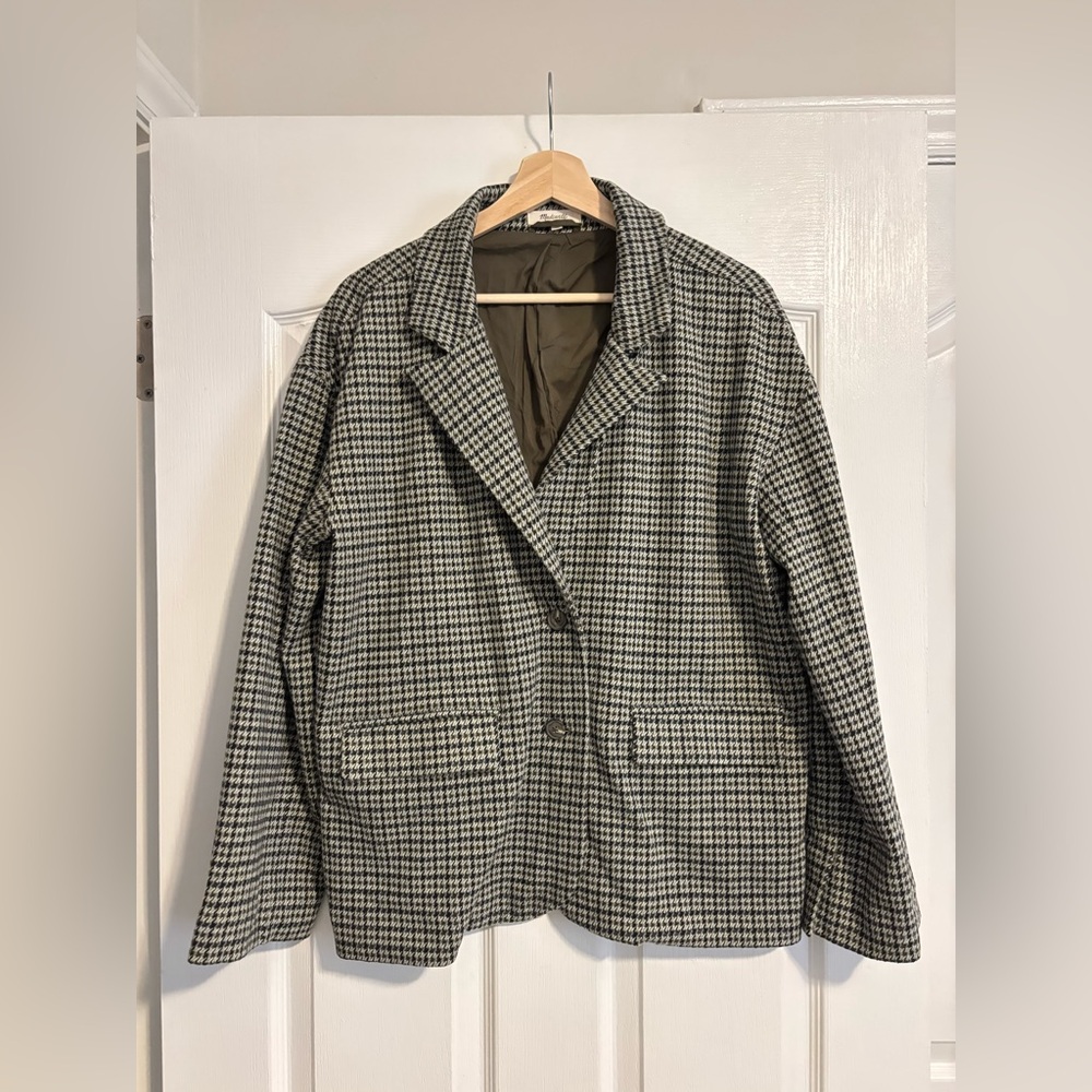 Madewell Oversized Knit Blazer Jacket in Houndstooth Medium